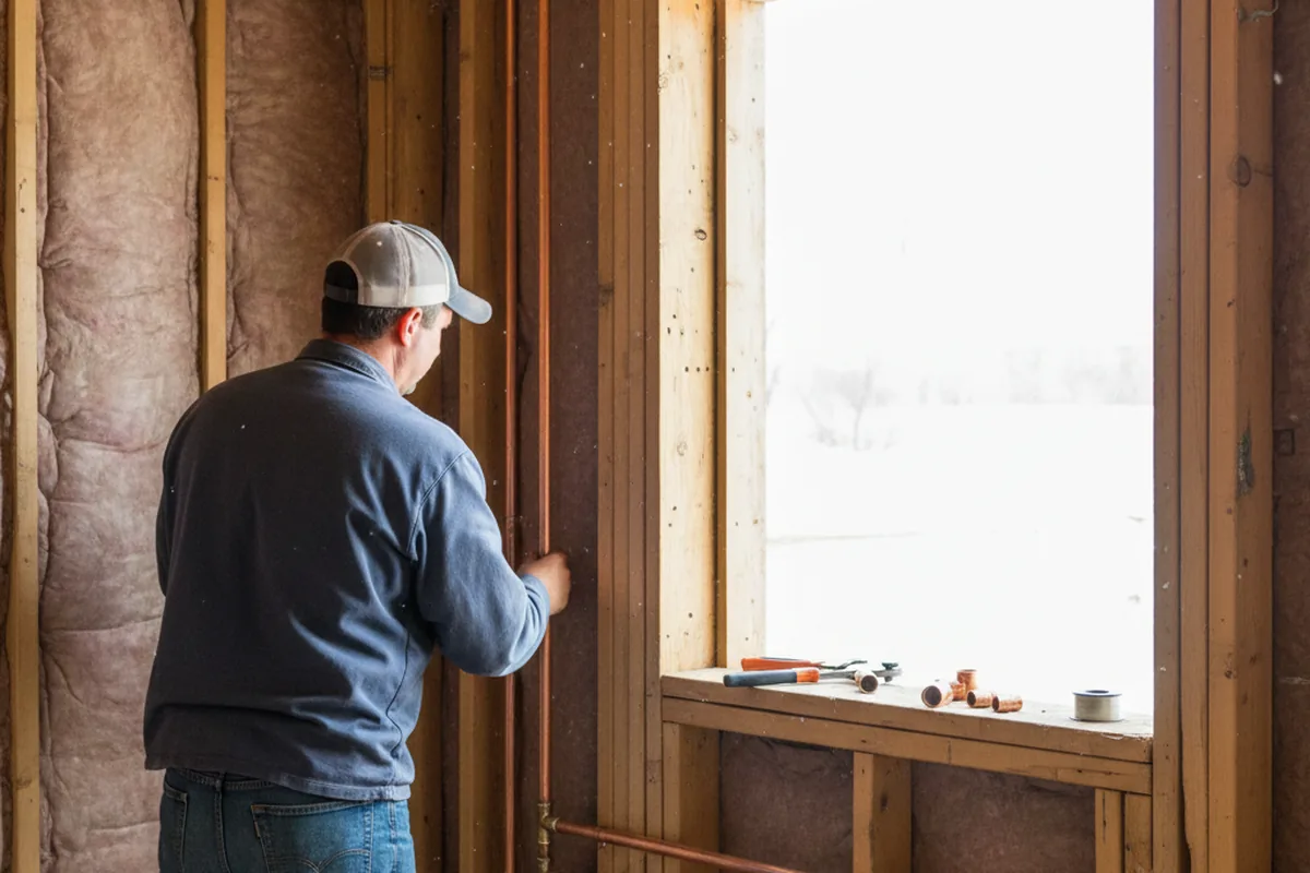 Licensed plumber running new copper supply lines in a Sloansville home