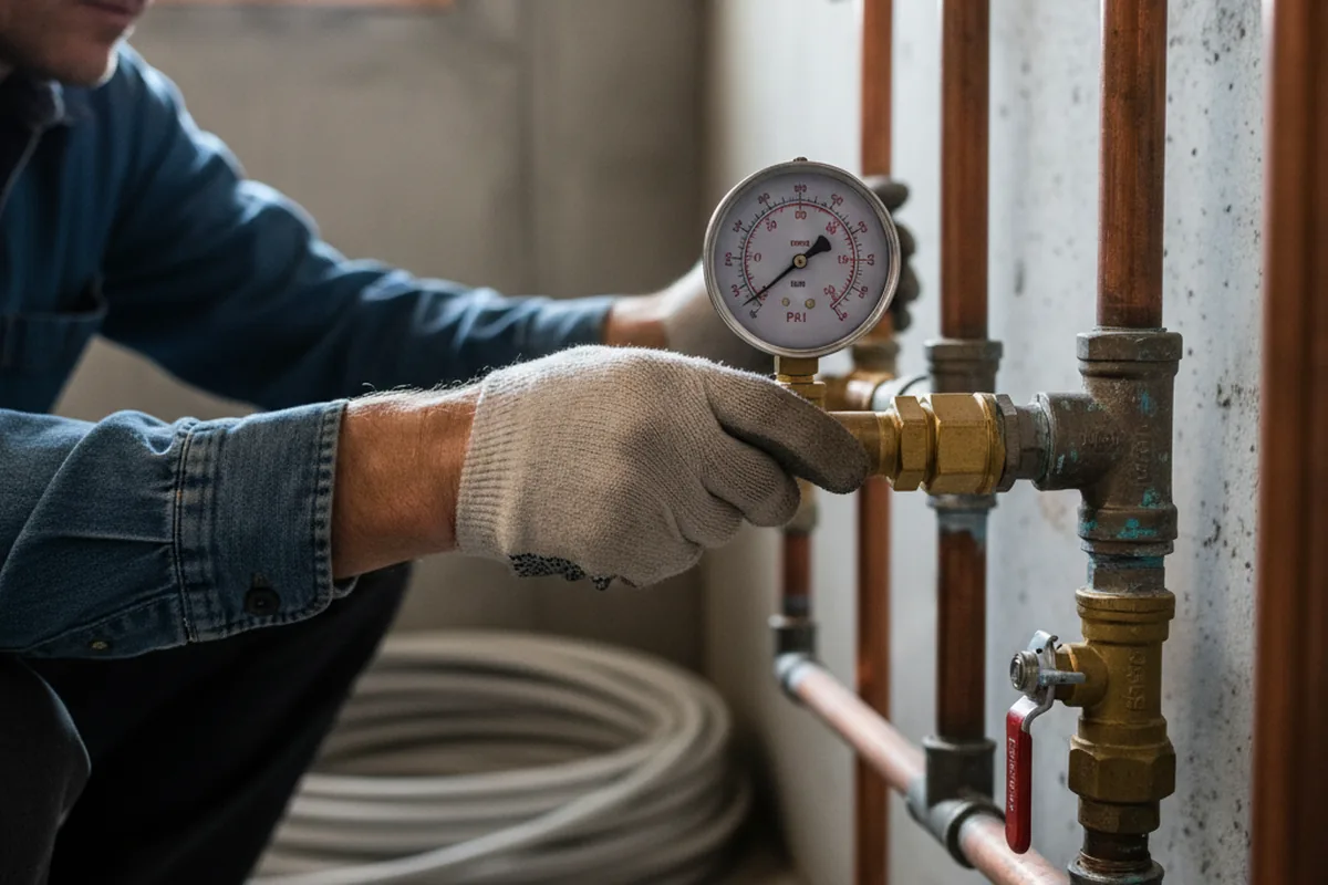 Pressure testing a repaired line during Water Line Repair in Sloansville